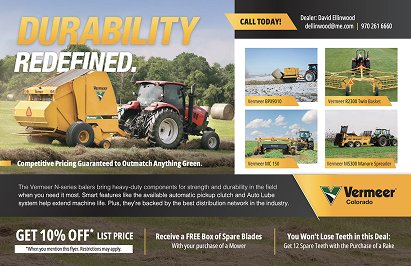 Ellingwood Angus / Vermeer postcard featuring agricultural equipment offers